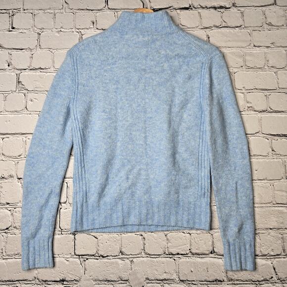 J Crew Point Sur Mock Neck Celestial Blue Wool Blend Knit Sweater Size Small - Picture 8 of 13